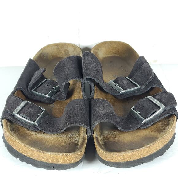 BIRKENSTOCK Arizona EU41 L10 M8 Suede Midnight Blue Soft Footbed Slide Sandals - Picture 5 of 16